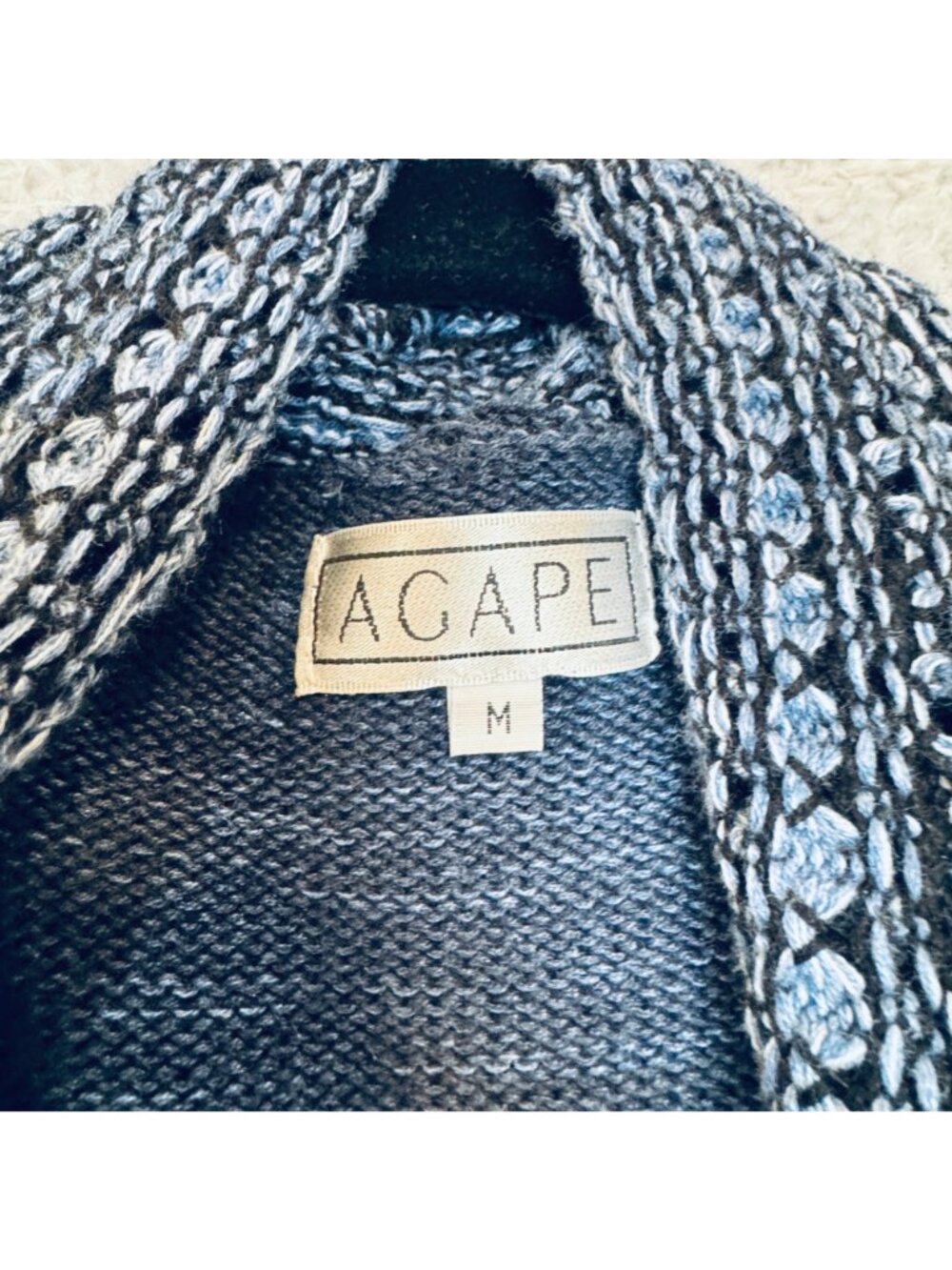 Boho Whimsygoth Waterfall Style Cardigan Shawl Collar Women's M Blue Gray Black - Picture 3 of 7